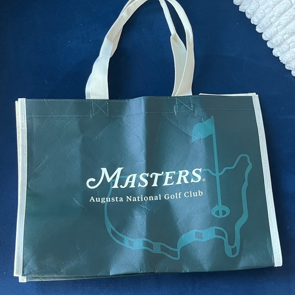 Masters Green Reusable Tote with Cream Handles and Logo